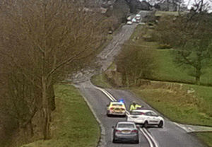 The scene at The Brow after the accident involving a cyclist and a car