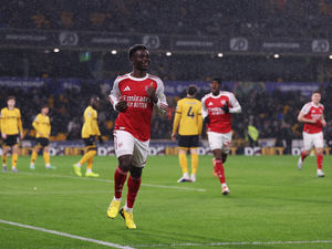 Supporting image for story: Once, twice, three times: The strange Bukayo Saka Wolves contract statistic as England man nets at Molineux
