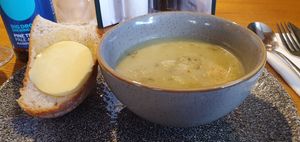 The soup of the day was warming and filling