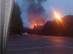Supporting image for story: Mystery as fire strikes timber yard
