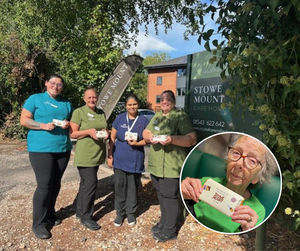 Team Stowe Mount and Rae handed chocolate bars out in Lichfield