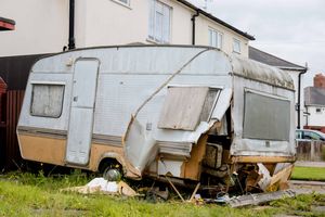 This caravan and a parked car were also damaged