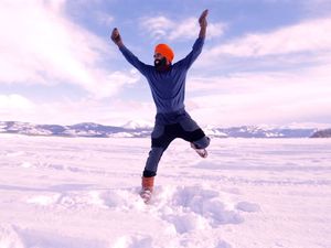 Supporting image for story: Yukon man shares delight in Covid vaccine by bhangra dancing on frozen lake