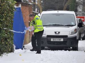 Police at the scene where Anne James died