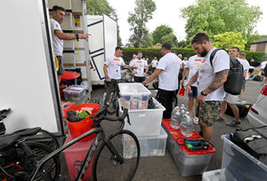 The team get packed up and ready to begin the challenge