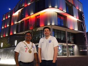 Supporting image for story: C'mon England! Landmark Telford building lit up for Gareth's boys 