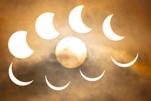 A collage of the various phases of the eclipse by Carl Harrison from Leegomery