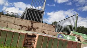 The skate park wall at Norbroom Park in Newport has been pushed over and vandalised