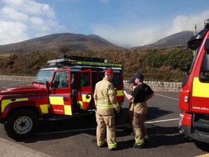 Firefighters preparing to tackle gorse fires on the Mourne Mountains