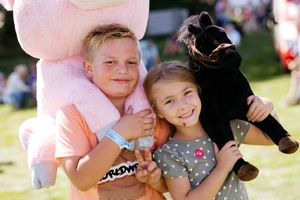 Will Nash, 7, and Heather Brumell, 6, from Bridgnorth with prizes they won 