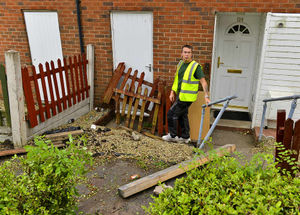 The damage caused by the van