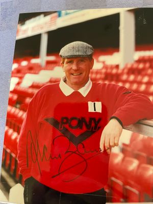 A signed picture of former Oswestry resident and England World Cup winner Alan Ball