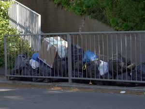 Rubbish in the street in Kings Norton, Birmingham