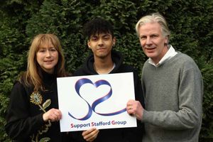 Cheryl Porter, left, her husband Julian, pictured far right, and centre, their 19-year-old son Jay
