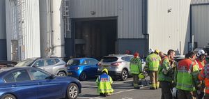 Smoke could be seen coming out of the warehouse