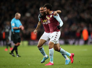 Aston Villa's Mahmoud Trezeguet celebrates
