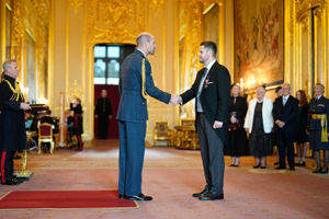 Steven Davies, from Kidderminster, Professional Cricketer, is made a Member of the Order of the British Empire by the Prince of Wales at Windsor Castle.
