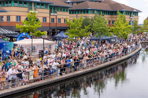 Crowds at the Black Country Duck Race at The Waterfront, Brierley Hill