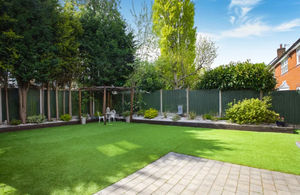 The manicured garden holds plenty of space to lounge in 