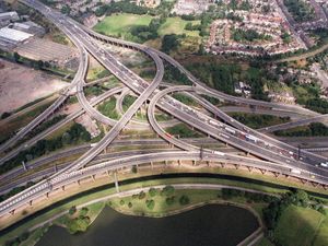 Supporting image for story: Spaghetti Junction repair crews facing dangerous flying debris