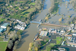 Stourport-on-Severn was still under water today, but visitors have been flocking back to the flooded riverside town