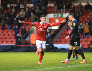 SPORT COPYRIGHT EXPRESS&STAR TIM THURSFIELD- 15/02/20.WALSALL V NORTHAMPTON TOWN.Rory Holden celebrates his winner.....