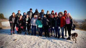 Staff from Ryders Hayes Primary School Staff from Ryders Hayes Primary School celebrate reaching the summit of the The Wrekin after completing an eight-mile training walk in preparation for the Yorkshire Three Peaks Challenge on 21 March 2026.