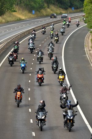 Thousands of motorcyclists rode along the M54 as part of Bike4Life