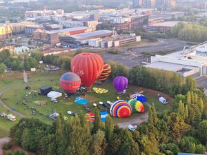 A colourful display of hot air balloons filled the sky over the park in Telford