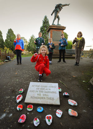 Members of Bridgnorth & District Girlguides and 8th Bridgnorth Scout Group, Lottie Crann, 6, Paige Pratley, 11, Jack Cook, 10, Layla Cook, 8, Matthew Brown, 12, and Isobel Crann, 10