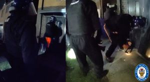 Police officers carrying out raids across Dudley this morning (Wednesday)