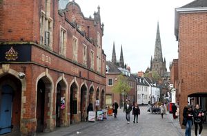 Lichfield City Centre in view of the famous cathedral