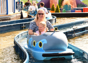 Rebecca Adlington and her daughter enjoying the new flume