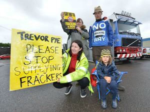 Supporting image for story: Anti-fracking protest at Wem transport firm 