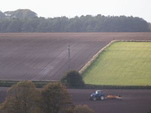 Tractors work on fields