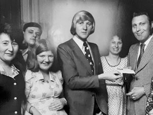 ATV Today reporter Chris Tarrant at a charity presentation at the George & Crown pub in Willenhall in May, 1974