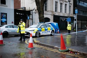 Police at the scene on Lichfield Street on the day of the incident