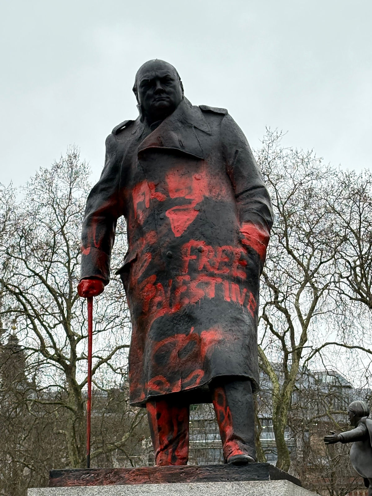 Winston Churchill statue daubed with graffiti calling him &lsquo;Zionist war criminal&rsquo;