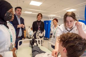 Shaun Davies touring the college’s clinical skills centre