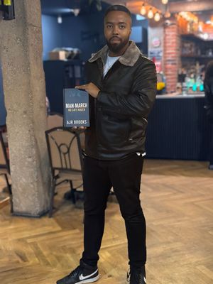 Author AJR Brooks, with his new book debut MAN-MARCH: No Safe Haven - Hardcover Version