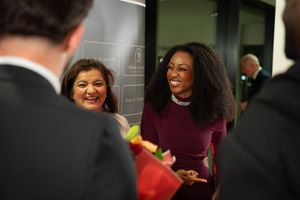 Beverley Knight pictured with Outstanding Achievement award winner Pooja Kanda OBE.