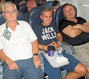 Joel Richards, centre, with his uncle Adrian Evans, left, and grandfather Patrick Evans