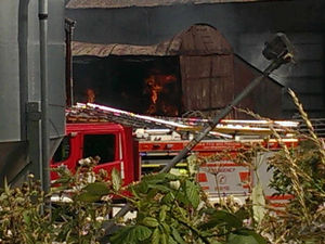 Supporting image for story: Pictures: Fire crews tackle huge barn blaze near Ludlow