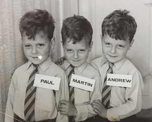 Identical triplets Paul, Martin and Andrew Tunney were about to start at Claregate County Primary School, Tettenhall, in August 1966, and their parents Graham and Pauline had made name badges for them.