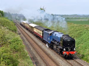 Supporting image for story: Watch as classic Blue Peter locomotive steams through Wellington on a giant loop around Shropshire