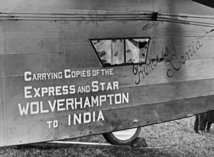 The fuselage of the aircraft, which carried messages from Wolverhampton and special copies of the Express & Star.