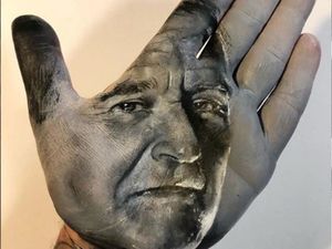 Supporting image for story: This artist creates detailed portraits using creative ‘hand stamping’ technique
