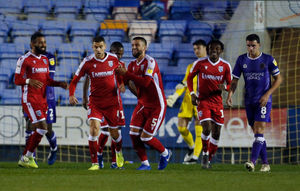 Stuart O'Keefe of Gillingham celebrates after scoring from the spot. Photo: AMA