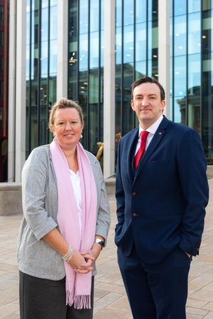 Katherine Tippetts, divisional head of mfg Solicitors, with newly appointed partner Richard Port MBE. Pic - Shaun Fellows / Shine Pix Ltd