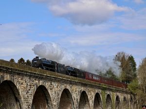 Supporting image for story: Watch as two romantic steam era engines pull excursion train through Shropshire and Mid Wales